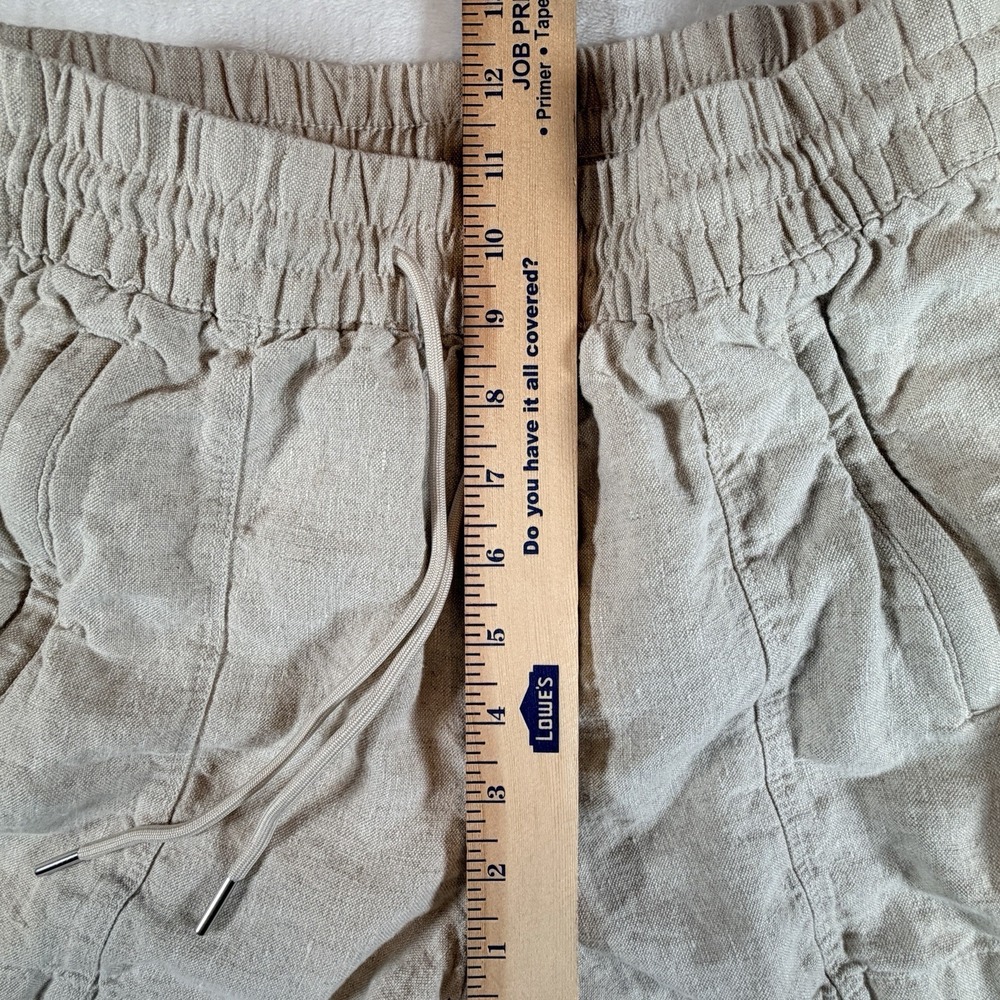 Athleta Retreat Linen Mid Rise 3" Short Undyed Size XS Beige Zip Pockets - Picture 6 of 8